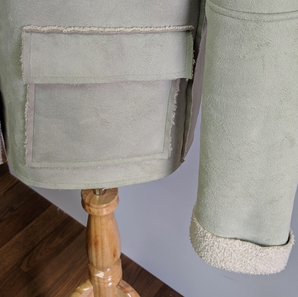 e Studio Faux Suede Light Green Jacket Sz M - Picture 3 of 6